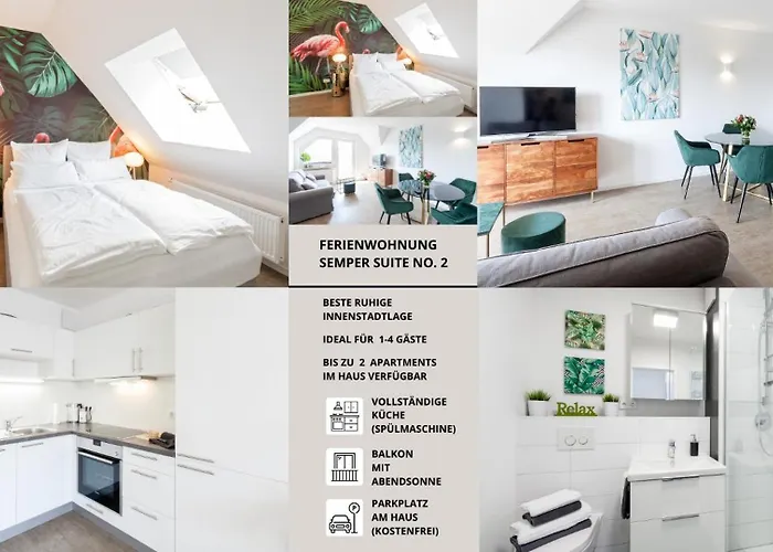 Semper Suite No2 - Ruhige 2 Zi Fewo 1-4 Pers Mit Kueche, Duschbad, Balkon Und Parkplatz In Hofgartennaehe